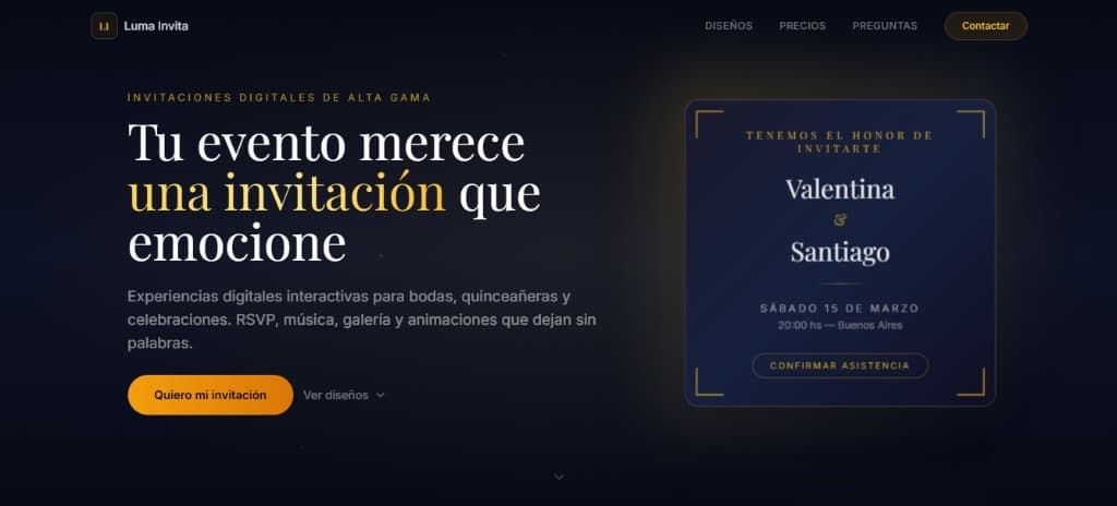 Sitio web de Luma Invita