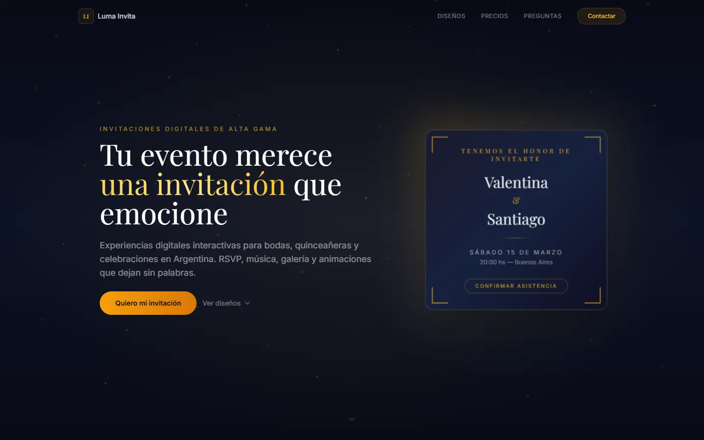 Diseño del sitio web Luma Invita (bylumainvita.com)