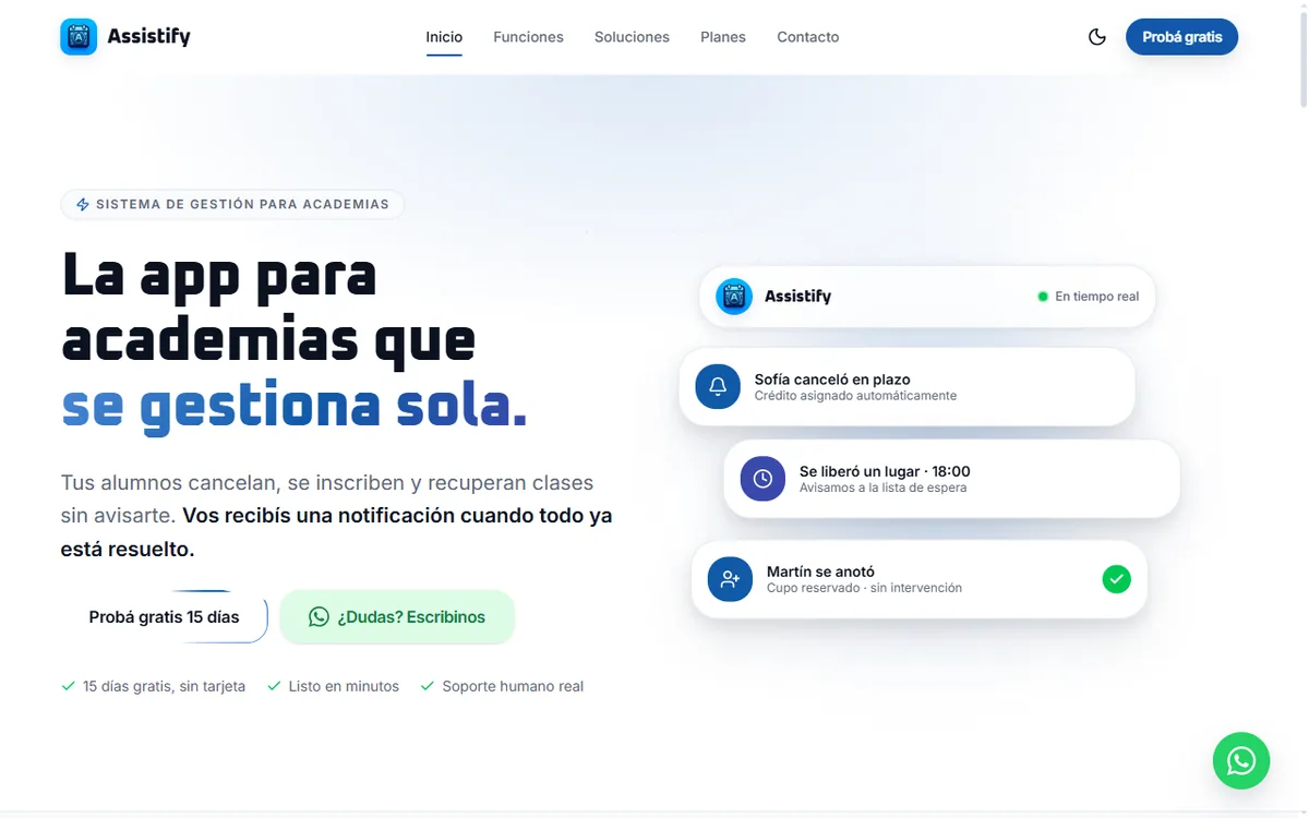 Captura del sitio Assistify (assistify.lat)