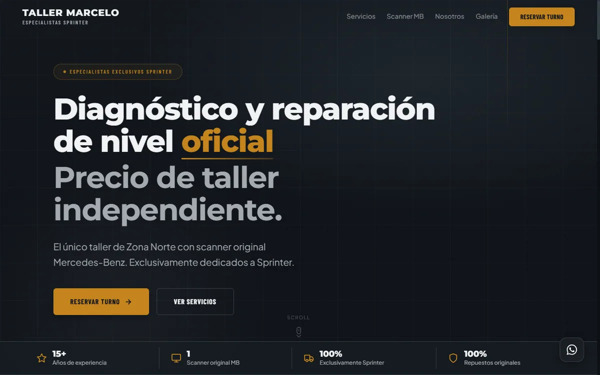Captura del sitio Taller Marcelo (tallermarcelo.com)